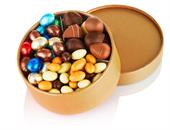 Guld hatteæske med ass. Marcipan æg, Multicolour Pralinéæg & Mandler 430 g  - BESTILLINGSVARE