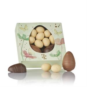 2 stk. marcipanæg (fløde og mørk) & brune dragéæg i grøn æske 142 g FORUDBESTIL NU