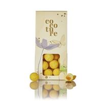 Hvid chokolade M/flydende exoticfruitcreme i gul Cocoture box 95 g FORUDBESTIL NU
