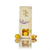 Hvid chokolade M/flydende exoticfruitcreme i lille gul Cocoture box 55 g (2 TILBAGE)