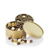 Cocoture hatteæske guld med marcipanhjerter, dragé & guld foliehjerter 240 g  