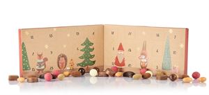 Retro Julekalender med marcipan, chokolade og mandler naturbrun 220 g - FORUDBESTIL NU  