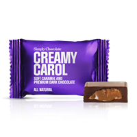 Chokolade Bites med karamel, Creamy Carol fra Simply Chocolate Flowpack 10 g