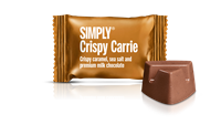 Chokolade Bites med karamel & flagesalt - Crispy Carrie fra Simply Chocolate Flowpack 10 g