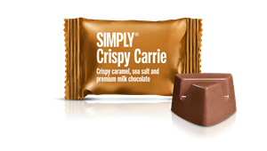 Chokolade Bites med karamel & flagesalt - Crispy Carrie fra Simply Chocolate Flowpack 10 g