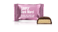 Chokolade Bites med marcipan & mørk Chokolade - Dark Marci fra Simply Chocolate Flowpack 10 g