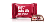 Chokolade Bites med Kokos & tranebær, Grainy Billy fra Simply Chocolate flowpack 10 g NEDSAT PGA DATO