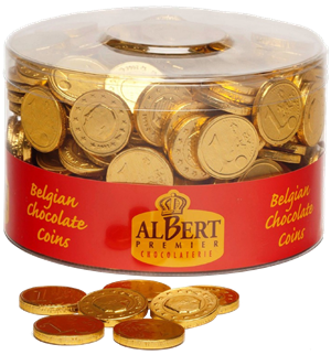 Chokolademønter Lys chokolade med guldpapir 1 kg  