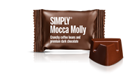 Chokolade Bites med med kaffe - Mocca Molly fra Simply Chocolate flowpack 10 g
