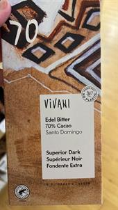 Vivani Edelbitter Santo Domingo Økologisk 70% kakao 100 g