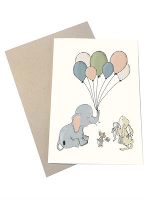 Mouse & Pen Kort - Elephant Balloon (A6)