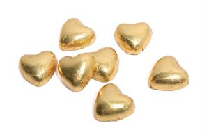 Guld Hjerter m/Nougatcreme Flødechokolade 1 kg BESTILLINGSVARE