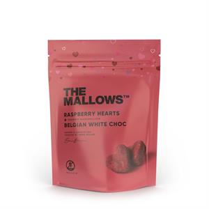 Mallow Hearts - Skumfiduser med hvid chokolade og hindbær 90 g   