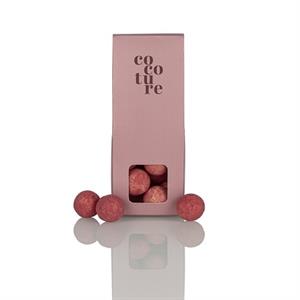 Cocoture Lyserøde Chokoladekugler M/Flydende Hindbær i dragébox 50 g