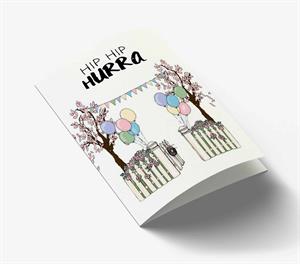 Mouse & Pen Kort - Hip Hip Hurra (A7)