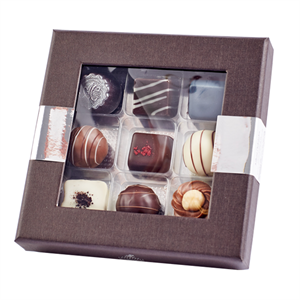 Aalborg Chokoladen Klassisk 9 stk. håndlavet fyldt chokolade 90 g  BESTILLINGSVARE