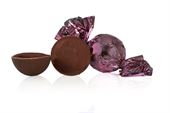 Fyldte Chokoladekugler med 85% mørk chokolade m/mørk Chokoganache - Lavendel 1 kg 