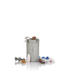 Cocoture Chokoladekugler, Konfektstykker & skum julemænd i gråt Gaverør m/sløjfe 250 g