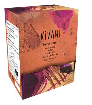 Vivani mørk chokolade økologisk æske med 200 stk. á 5 g  BESTILLINGSVARE