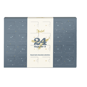 Finest dark selection julekalender for 2 - Xocolatl 400 g (blå) FORUDBESTIL NU